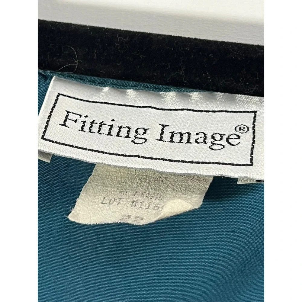 Fitting Image Tank Top 22 Vintage Cottagecore Beaded Lace V-Neck Teal Green - Picture 5 of 5